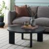 SAFAVIEH Home Collection – Basilio Coffee Table, Black Round Top with Solid Wood Legs (COF3004C)(Black/Black)