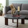 SAFAVIEH Home Collection – Basilio Coffee Table, Black Round Top with Solid Wood Legs (COF3004C)(Charcoal/Espresso)