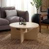 SAFAVIEH Home Collection – Elgin Sand Coffee Table, Modern Round Accent Table, Sculptural Base Design (COF9307A)(Sand)