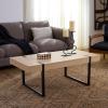 SAFAVIEH Home Collection – Klausner Sand & Black Coffee Table, Modern Rectangular Accent Table, Metal Frame Design (COF9308A)(Sand/Black)