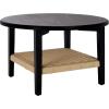 SAFAVIEH Home Collection – Nomand Walnut Round Coffee Table with Ash Veneer Top & Woven Rope Shelf, Modern 1-Shelf Living Room Design (COF2314A)(Black/Natural)