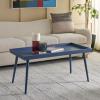 SAFAVIEH Home Collection – Nonie Rectangular Coffee Table, Sand Tray Top Design for Living Room (COF5700E)(Blue)