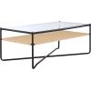 SAFAVIEH Home Collection – Omaka Coffee Table with Clear Glass Top, Natural Rope Shelf & Black Metal Frame, Modern Living Room Design (COF2308A)(Natural/Black)