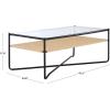 SAFAVIEH Home Collection – Omaka Coffee Table with Clear Glass Top, Natural Rope Shelf & Black Metal Frame, Modern Living Room Design (COF2308A)(Natural/Black)