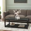 SAFAVIEH Home Collection – Omara Solid Wood Coffee Table with Lower Shelf, Modern Rectangular Living Room Table (COF2315C)(Black)