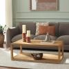 SAFAVIEH Home Collection – Omara Solid Wood Coffee Table with Lower Shelf, Modern Rectangular Living Room Table (COF2315C)(Natural)