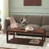 SAFAVIEH Home Collection – Omara Solid Wood Coffee Table with Lower Shelf, Modern Rectangular Living Room Table (COF2315C)(Walnut)