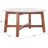 SAFAVIEH Home Collection – Samie Coffee Table, Round White Ceramic Faux Marble Top with Walnut Brown Wood Base (COF2902A)(White Ceramic Faux Marble)