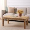 SAFAVIEH Home Collection – Shazza Mango Wood & Rattan Weaved Coffee Table, Rustic Boho Design, Fully Assembled (COF6517A)(Natural)