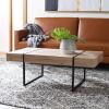 SAFAVIEH Home Collection – Tristan Rectangular Modern Coffee Table with Natural Wood Top & Black Metal Base, Industrial Minimalist Living Room Table (COF7000B)(Natural)