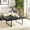 SAFAVIEH Home Collection – Tristan Rectangular Modern Coffee Table with Natural Wood Top & Black Metal Base, Industrial Minimalist Living Room Table (COF7000B)(Black)