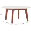 SAFAVIEH Home Collection – Ulmani White Faux Marble Round Top & Walnut Brown Solid Wood Base Coffee Table, Fully Assembled (COF2901A)(White Ceramic Faux Marble)