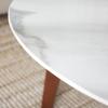 SAFAVIEH Home Collection – Ulmani White Faux Marble Round Top & Walnut Brown Solid Wood Base Coffee Table, Fully Assembled (COF2901A)(White Ceramic Faux Marble)