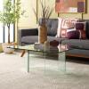 SAFAVIEH Home Collection Aerith Clear Tempered Glass Square Coffee Table, Ideal for Living Room, Office, Bedroom