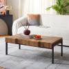 SAFAVIEH Home Collection Alexander Natural Brown/Black Rectangle Coffee Table(Brown/Black)