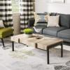 SAFAVIEH Home Collection Alexander Natural Brown/Black Rectangle Coffee Table(Multi/Brown)