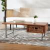 SAFAVIEH Home Collection Allester Brown Rattan/Black 1-Drawer Living Room Coffee Table
