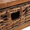 SAFAVIEH Home Collection Allester Brown Rattan/Black 1-Drawer Living Room Coffee Table