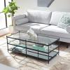 SAFAVIEH Home Collection Cathal Matte Black/Glass/Mirror 3-Tier Living Room Coffee Table COF6204A(Black / Glass)