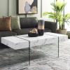 SAFAVIEH Home Collection Jacob White/Clear Glass Legs Rectangle Coffee Table(White/Clear)