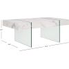 SAFAVIEH Home Collection Jacob White/Clear Glass Legs Rectangle Coffee Table(White/Clear)