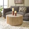 SAFAVIEH Home Collection Kanpun Bleached White Round Pedestal Coffee Table (Fully Assembled)(Bleached White)