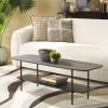 SAFAVIEH Home Collection Kayleigh White Faux Marble/Matte Black Coffee Table with Lower Shelf(Dark Grey Oak/Matte Black)