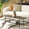 SAFAVIEH Home Collection Kayleigh White Faux Marble/Matte Black Coffee Table with Lower Shelf(Dark Sandstone/Matte Black)