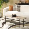 SAFAVIEH Home Collection Kayleigh White Faux Marble/Matte Black Coffee Table with Lower Shelf(Light Grey Oak/Matte Black)