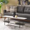SAFAVIEH Home Collection Kayleigh White Faux Marble/Matte Black Coffee Table with Lower Shelf(White Faux Marble/Matte Blac)