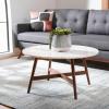 SAFAVIEH Home Collection Maja Marble/Walnut Brown Round Coffee Table
