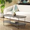 SAFAVIEH Home Collection Marlee White Faux Paper Marble/Black Coffee Table with Lower Shelf(Dark Grey Oak/Black)