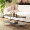 SAFAVIEH Home Collection Marlee White Faux Paper Marble/Black Coffee Table with Lower Shelf(Dark Sandstone/Black)