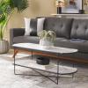 SAFAVIEH Home Collection Marlee White Faux Paper Marble/Black Coffee Table with Lower Shelf(White Faux Marble/Black)