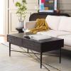 SAFAVIEH Home Collection Pierre Black/Gold 2-Drawer Rectangle Coffee Table, Ideal for Living Room, Office & Bedroom(Black)