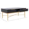 SAFAVIEH Home Collection Pierre Black/Gold 2-Drawer Rectangle Coffee Table, Ideal for Living Room, Office & Bedroom(Black/Gold)