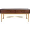 SAFAVIEH Home Collection Pierre Black/Gold 2-Drawer Rectangle Coffee Table, Ideal for Living Room, Office & Bedroom(Walnut/Gold)