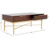 SAFAVIEH Home Collection Pierre Black/Gold 2-Drawer Rectangle Coffee Table, Ideal for Living Room, Office & Bedroom(Walnut/Gold)
