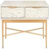 SAFAVIEH Home Collection Pierre Black/Gold 2-Drawer Rectangle Coffee Table, Ideal for Living Room, Office & Bedroom(White Washed/Gold)