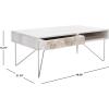 SAFAVIEH Home Collection Raveena Mid-Century White Wash and Brass Hairpin Leg Coffee Table(White Washed / Silver)