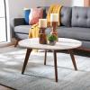 SAFAVIEH Home Collection Syrio Marble/Walnut Brown Round Coffee Table