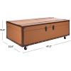 SAFAVIEH Home Collection Zoe Cognac Brown Faux Leather Storage Trunk Wine Rack Coffee Table with Caster Wheels (Fully Assembled)