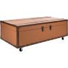 SAFAVIEH Home Collection Zoe Cognac Brown Faux Leather Storage Trunk Wine Rack Coffee Table with Caster Wheels (Fully Assembled)