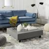 SAFAVIEH Outdoor Collection Gargon Modern Dark Grey Concrete Coffee Table with Caster Wheels (Fully Assembled)