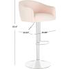 Safavieh Couture Ellsworth Glam Light Pink Velvet 26.8″-35″ Adjustable Bar Stool Barstool,(Light Pink)