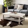 Safavieh FOX6535A Home Collection Minerva Rattan Coffee Table, White Wash