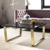 Safavieh Home Carmen Glam Black Faux Marble and Chrome Coffee Table(Black / Brass)