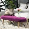 Safavieh Home Collection Corinne Emerald and Gold Velvet Oval Bench(Plum / Gold)