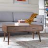 Safavieh Home Collection Mozart Mid-Century Distressed Grey 2-Drawer Rectangle Coffee Table(Brown)