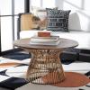 Safavieh Home Collection Whent Coastal Grey White Wash and Black Round Coffee Table(Honey Brown Wash / Black)